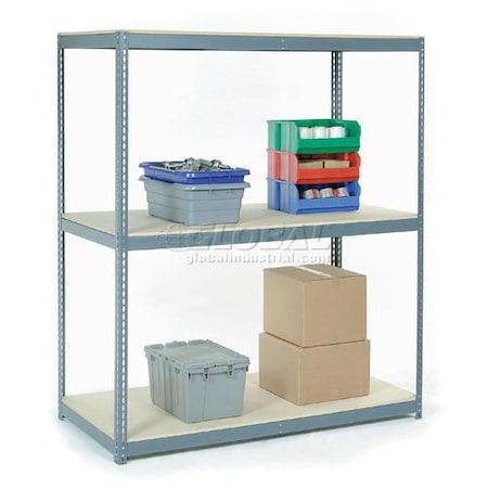 Global Industrial 3 Shelf, Heavy Duty Wide Boltless Shelving, Starter, 96inW x 24inD x 60inH, Wood Deck 601765